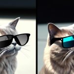 Generate 2 images of a cat wearing sunglasses with unreal engine style rendering in 4k HD. (1).jpg